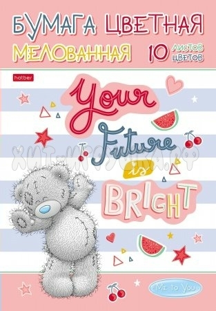 Бумага цветная А4 10 л. 10 цв. мелов. в папке MeTo You Хатбер 10Бц4м_25114