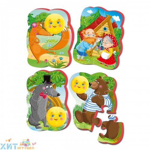 Мягкие пазлы Baby puzzle Сказки "Колобок" NEW 4 картинки, 16 эл. VT1106-62
