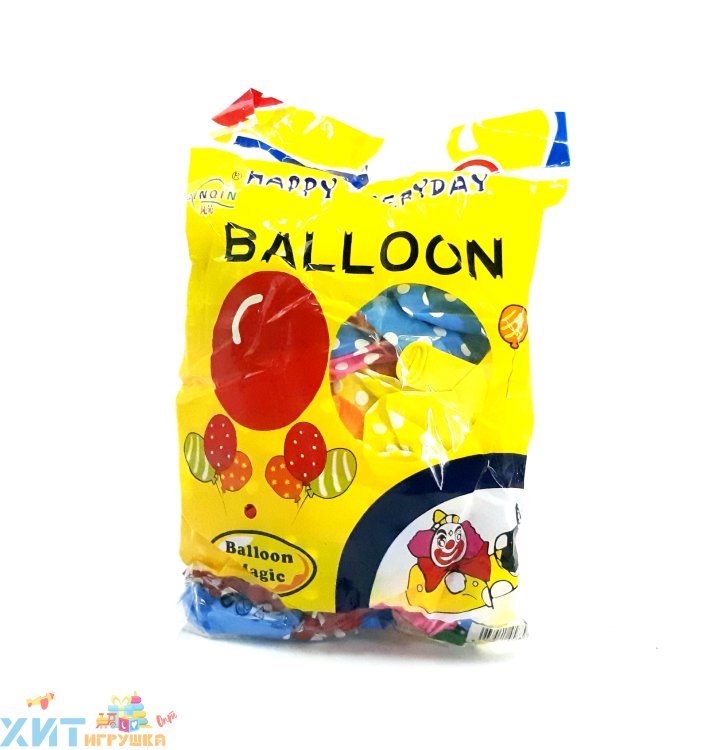 Воздушные шары разноцветные с принтом 100 шт в уп. в ассортименте 1500-1