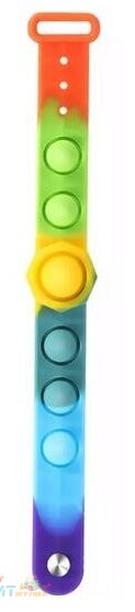 POP IT antistress Сенсорная игрушка с пузырьками БРАСЛЕТ "ЧАСЫ" радужный / Вечная пупырка
