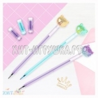 Ручка шариковая синяя, 0,7 мм, перламутр, софтач "Cute Cats" в ассортименте MESHU 296411