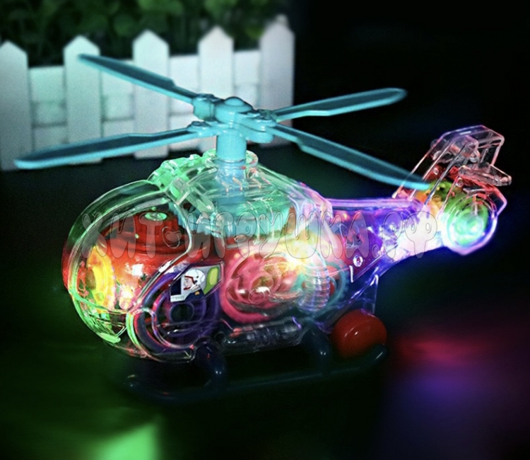 Вертолёт с шестерёнками (свет, звук) на 3d колесе 0713