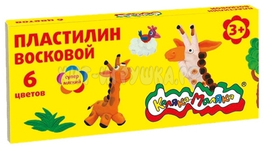 Пластилин восковой 6 цв. 90 гр со стеком Каляка-Маляка ПВКМ06