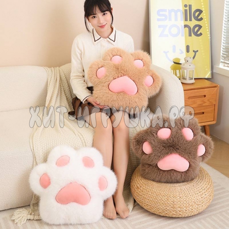Игрушка подушка меховая ЛАПКА 45*38 см (ВЫБОР ЦВЕТА) lap_meh45
