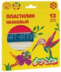 Пластилин 12 цв. НЕОН 180 гр со стеком Каляка-Маляка ПКМН12