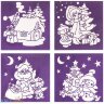 Набор для творчества Трафарет Новогодние бархатные раскраски (фиолетовый фон) ВВ3012