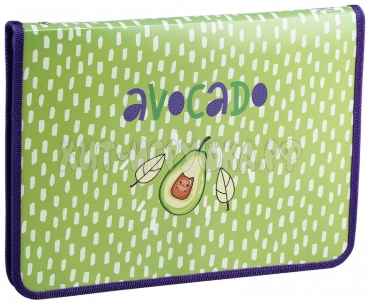 Папка для труда 1 отделение А4 пластик, молния вокруг, откид. планка "Happy Avocado"ArtSpace ПТР-5_42257