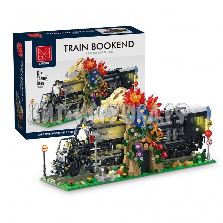 Конструктор Book Nook Поезд с цветами 1848 дет. с LED подсветкой 028004