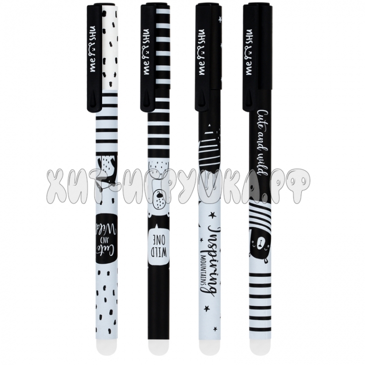 Ручка гелевая стираемая синяя, 0,5 мм, софт-тач "Black&white" в ассортименте MESHU MS_54063