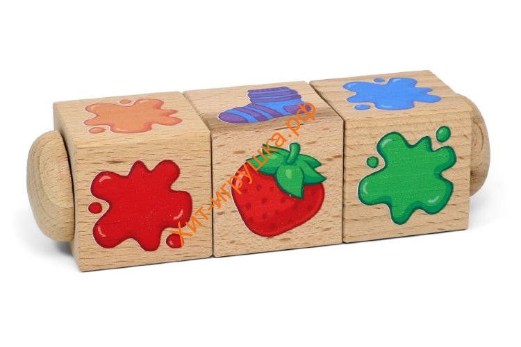 Кубики деревянные на оси "Составляем цвета" (3 кубика) 02966