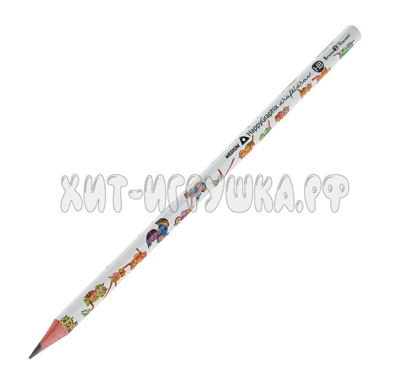 Карандаш чгр HB Happy Graphix Яркие совы Bruno Visconti 21-0030/01