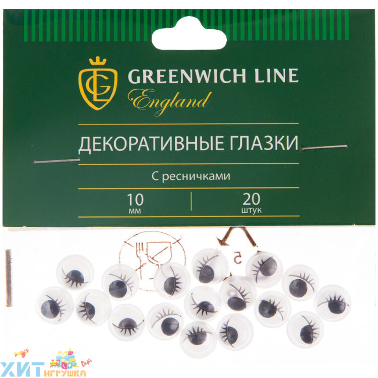 Материал декоративный 10мм 20 шт "Глазки" с ресничками Greenwich Line WE_20443