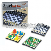Набор 3в1 "Шахматы, Змеи и лестницы, Flying chess" магнитные пластик (размер поля 24,5*24,5 см) 3118
