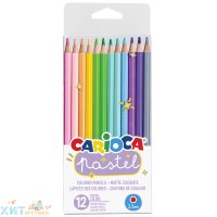 Карандаши цветные 12 цв. заточен. ПВХ "Pastel" Carioca 43034