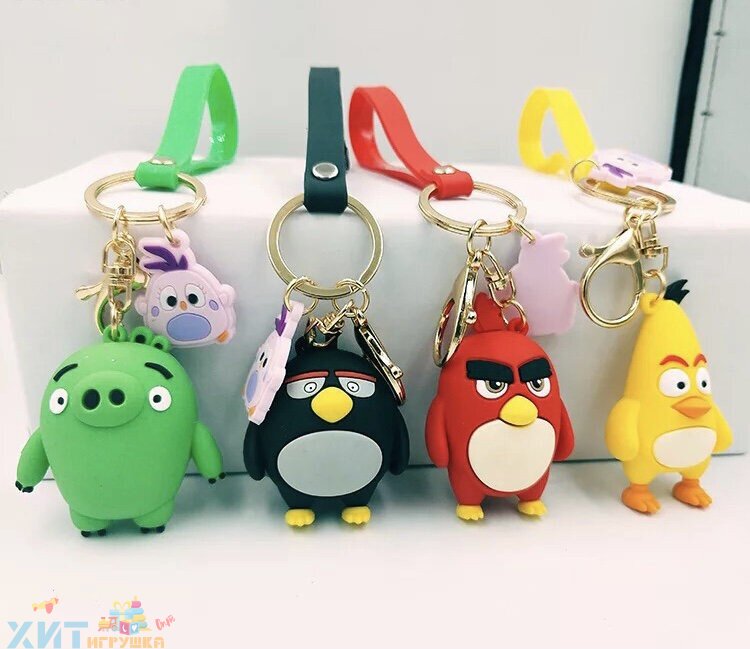 Брелок большой силиконовый с карабином и колокольчиком ПТИЧКИ Angry Birds в ассортименте br_angrybirds