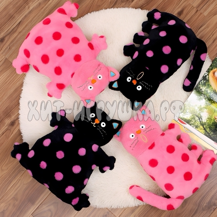 Мягкая игрушка подушка КОТИК В ГОРОШЕК 47 см cat_p47