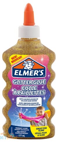 Клей канцелярский с блестками Elmers "Glitter Glue" 177 мл для слаймов золотой 2077251