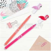 Ручка гелевая стираемая синяя 0,5 мм "Flamingo" в ассортименте MESHU 296387