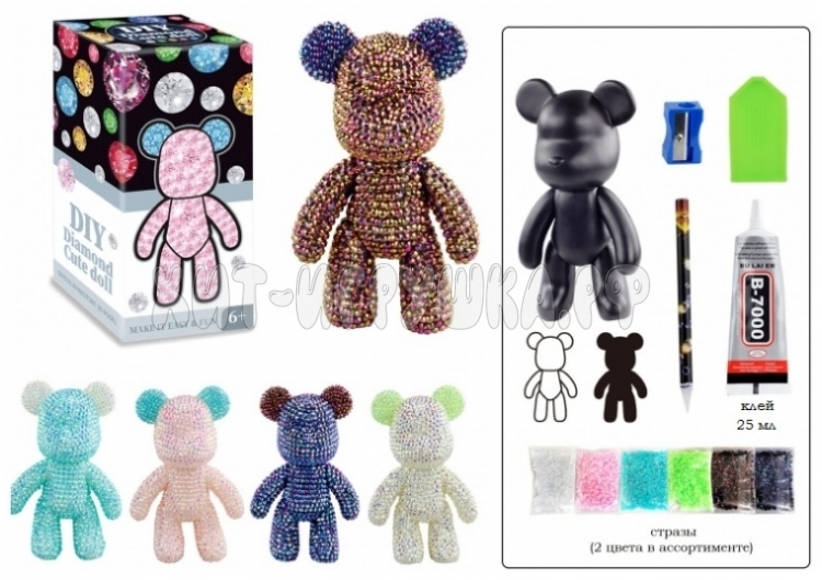 DIY Набор Фигурка - алмазная мозаика МИШКА 14.5 см в ассортименте DD121
