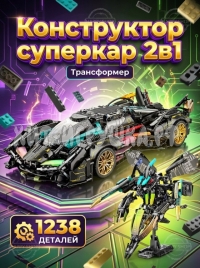 Конструктор Гоночная машина 2в1 1238 дет. DG2007