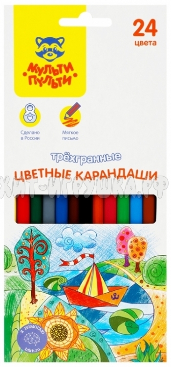 Карандаши цветные 24 цв. трехгран. "Невероятные приключения" Мульти-Пульти CP_41055