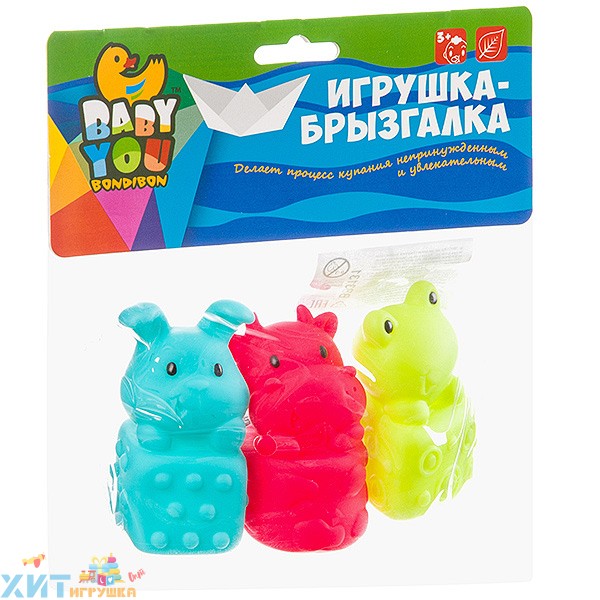 Игровой набор для купания с брызгалкой Корова, лягушка, кролик ВВ3131