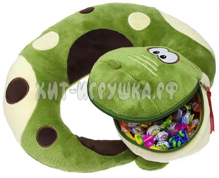 Мягкая игрушка конфетница ЗМЕЙКА в клубке 70 см zme70