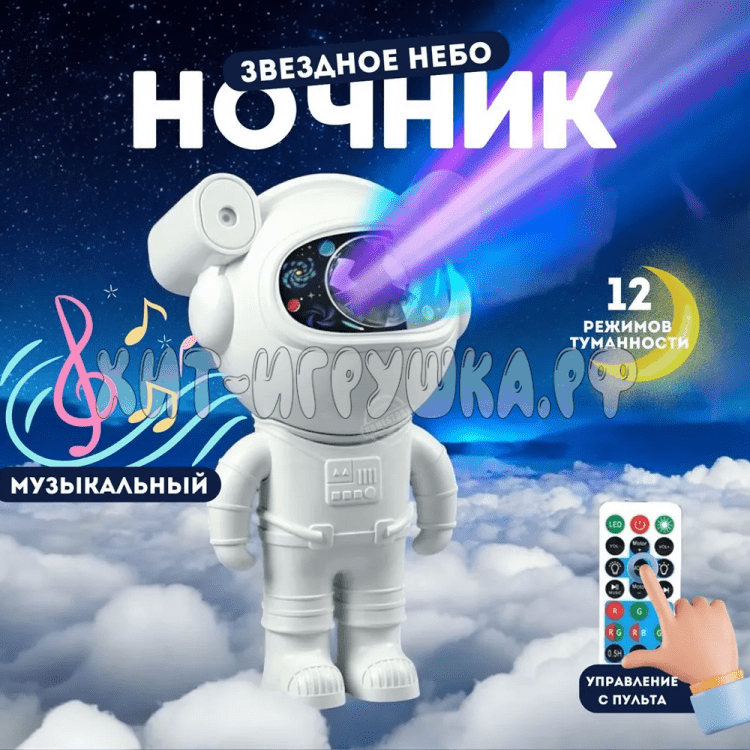 Ночник проектор + Bluetooth колонка 2в1 Астронавт (с пультом) 15778-12
