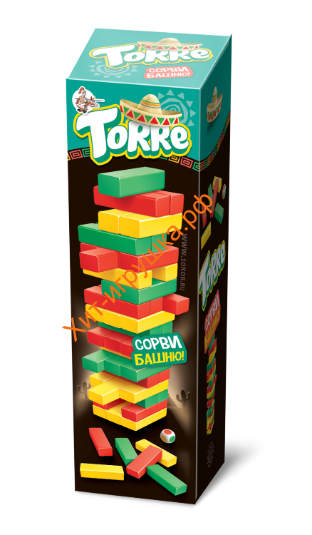 Игра для детей и взрослых "Торре" (Падающая башня) с кубиком 01698