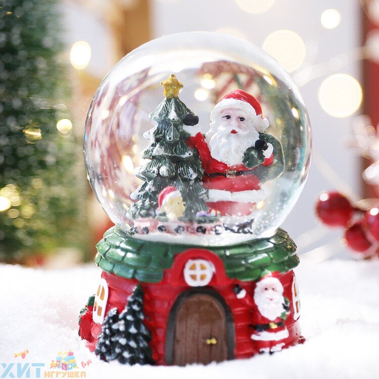 Снежный шар /Новогодний декор/ Шар со снегом Новый год 7 см в ассортименте H8808