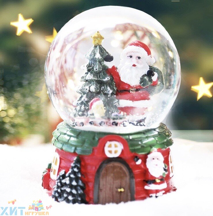 Снежный шар /Новогодний декор/ Шар со снегом Новый год 7 см в ассортименте H8808