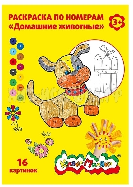 Рисование по номерам и контурам Раскраска А4 Домашние животные Каляка-Маляка РНКМ16-ДЖ