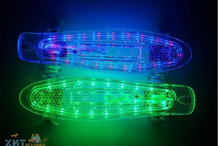Скейтборд прозрачный с LED подсветкой (10 режимов света) в ассортименте 6028