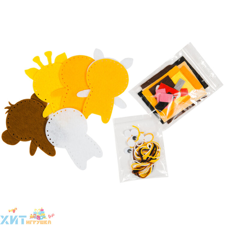 Набор для творчества Пальчиковые игрушки из фетра "Лев, зебра, обезьяна, жираф" Мульти-Пульти FP_21470