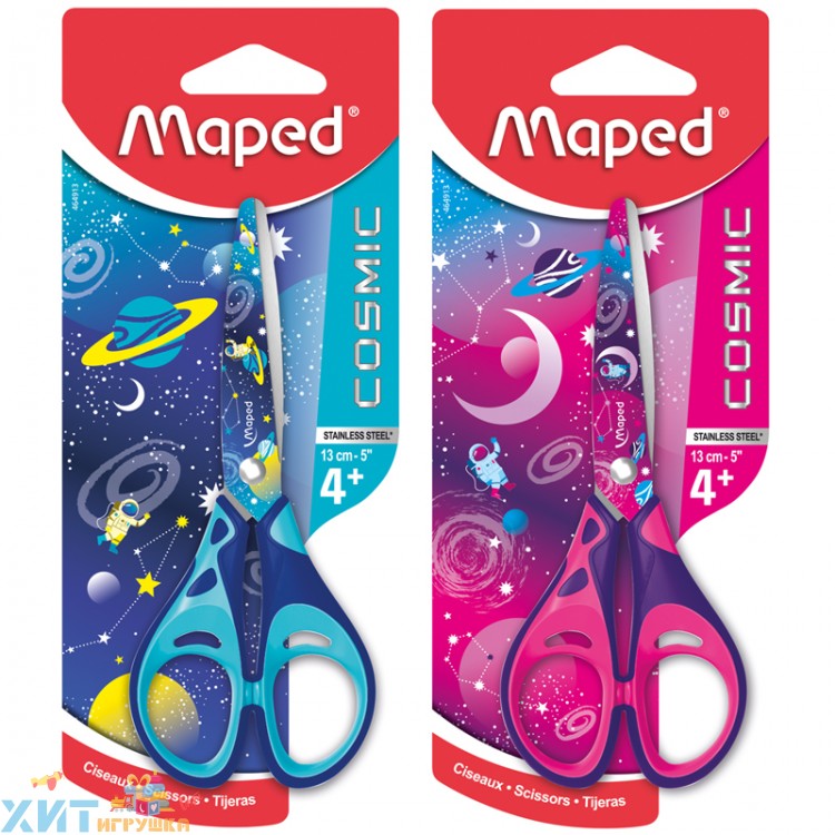 Ножницы детские 13 см с прорезиненными ручками "Cosmic Kids" в ассортименте Maped 464913