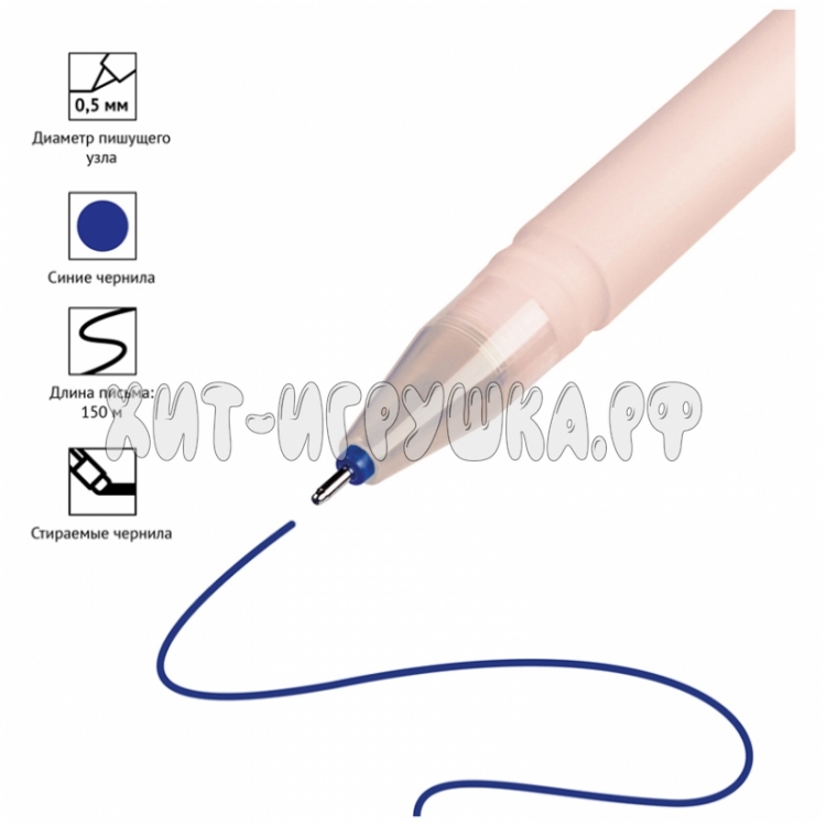 Ручка гелевая стираемая синяя, 0,5 мм, антискольз. корпус "Soda" в ассортименте OfficeSpace 282062