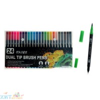 Маркеры акварельные для скетчинга 24 цв. (маркер+капиллярная ручка) в гибком кейсе MKB-24