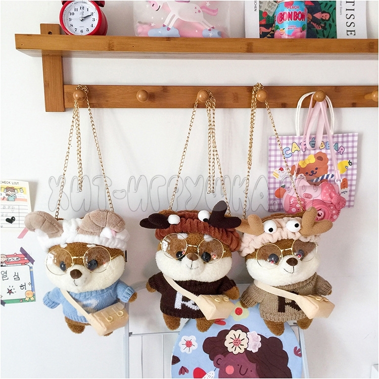 Мягкая игрушка сумка / Сумочка Корги (без очков) 26 см в ассортименте