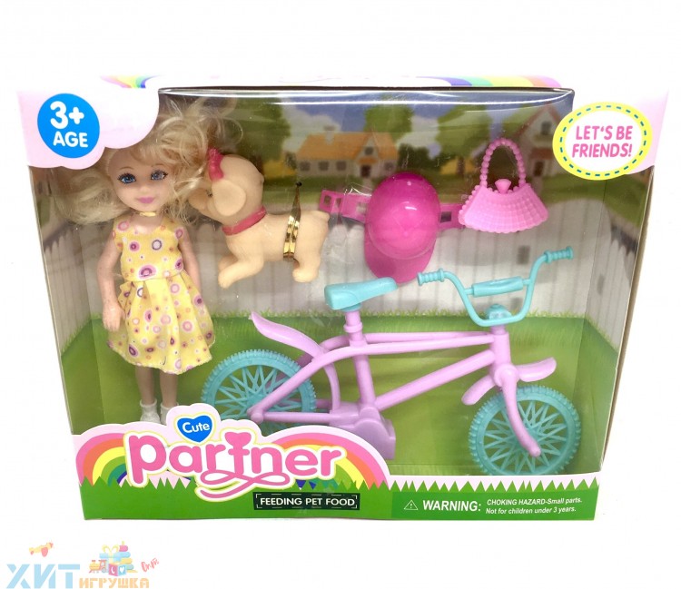 Кукла на велосипеде с щенком в ассортименте TQ001F