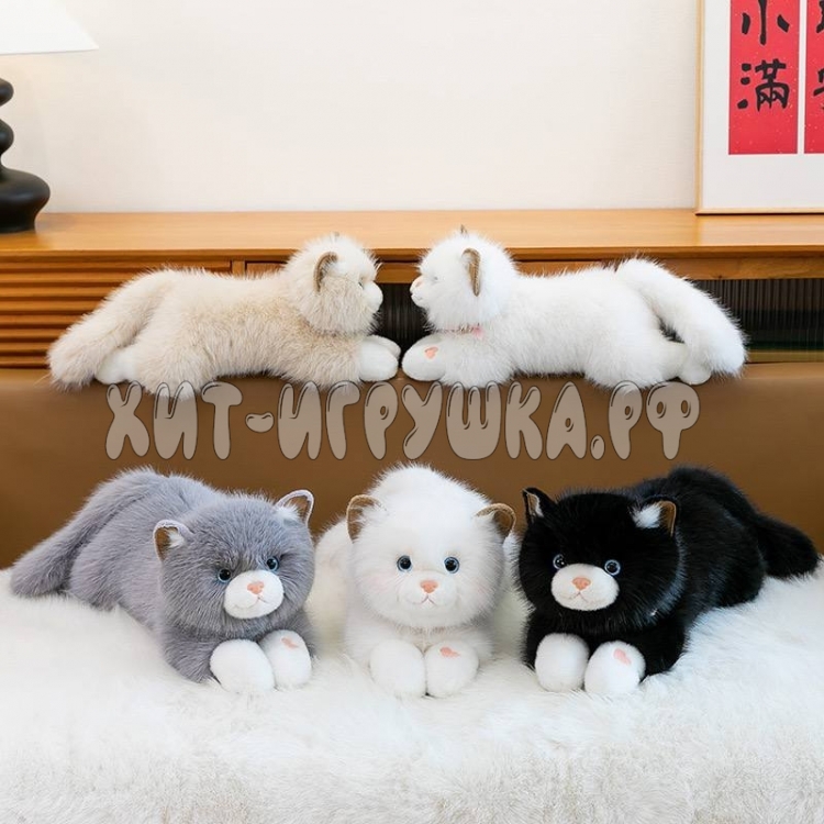 Мягкая игрушка Котик ОДНОТОН 40 см (муз) (ВЫБОР ЦВЕТА) CAT40