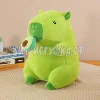 Мягкая игрушка ЗЕЛЕНАЯ КАПИБАРА С АВОКАДО 35 см 240801-2