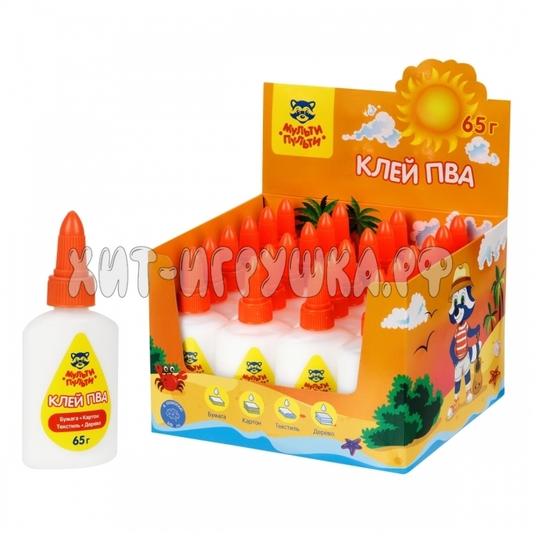 Клей ПВА 65 г "Енот на Кубе" Мульти-Пульти PVA_52329