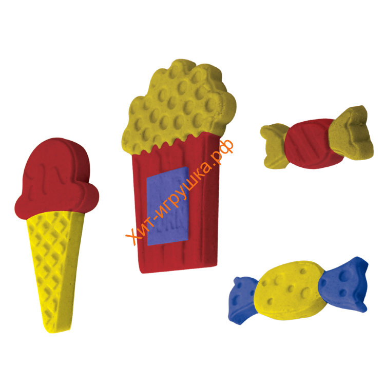 Тянущийся пластилин Эластик Candy land желтый, синий, красный, формочки, книжка 360 г  PE0422