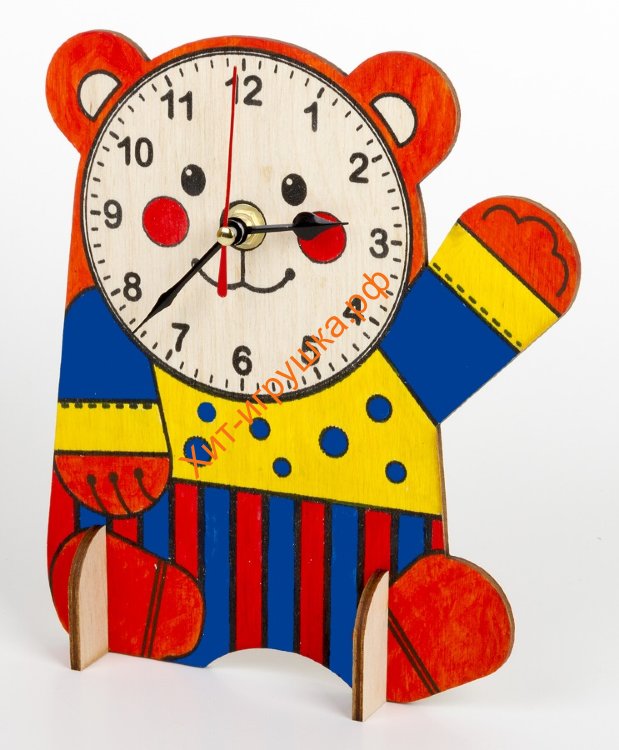 Набор для творчества. Деревянные часы своими руками (с красками) "Медвежонок" 01961