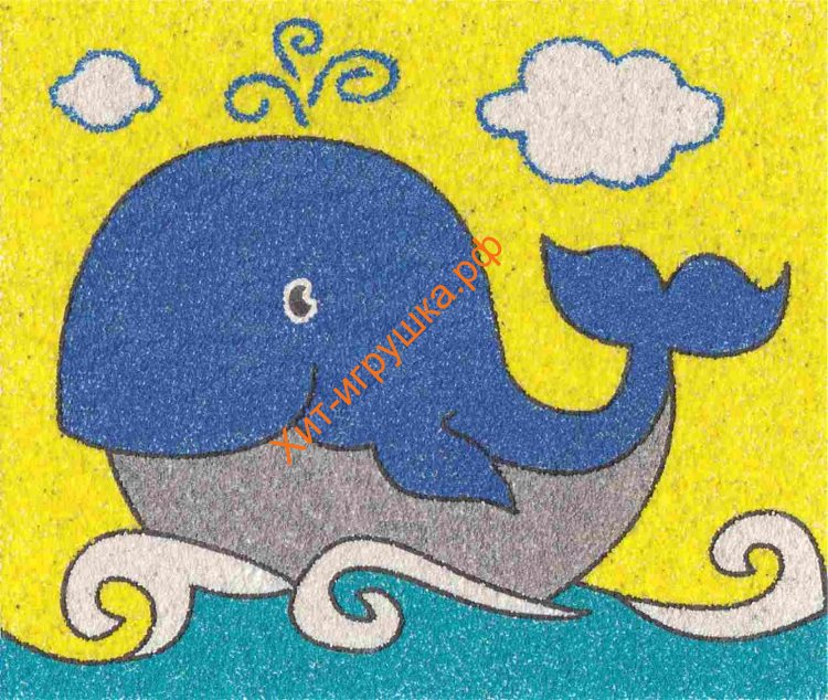 Набор для творчества. Песочная фреска "Синий кит" (рамка из картона) 02606