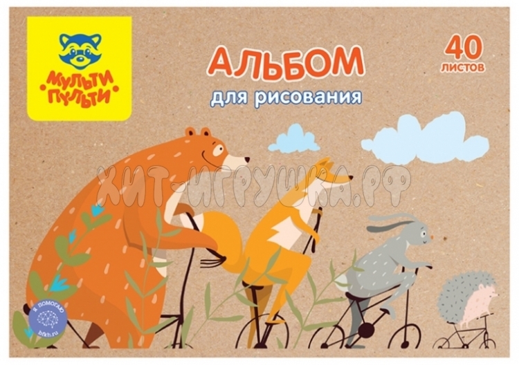 Альбом 40 л. на скрепке, крафт картон "Лесные друзья" Мульти-Пульти А40_44382